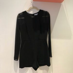 BCBGeneration Romper with Sheer Sleeves